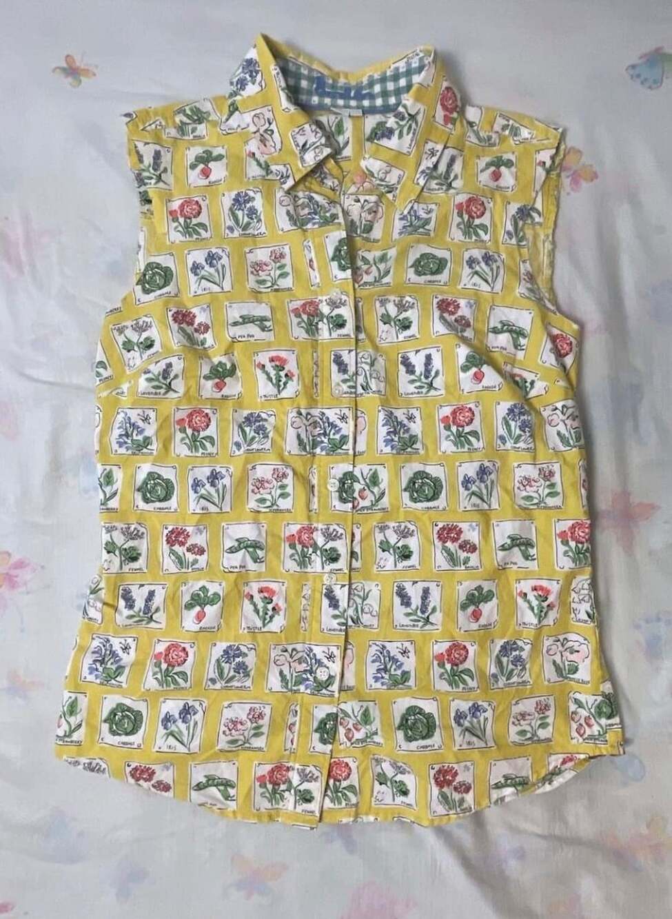 Boden Botanical Seed Packet Sleeveless Button Up